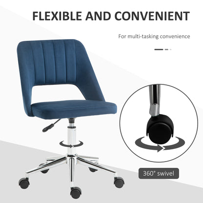 Mid Back Office Chair Velvet Fabric Swivel Scallop Shape Computer Desk Chair, Green