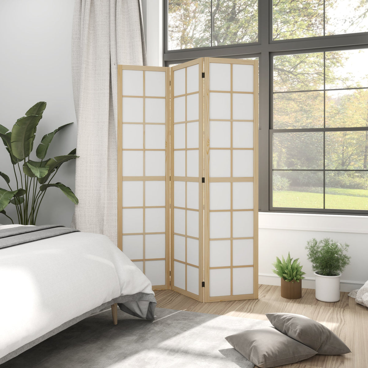 3 Panel Room Divider, 5.6 ft Folding Wall Divider Room Partition for Home Office, Bedroom, Black