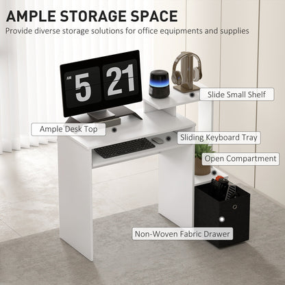 Computer Desk with Sliding Keyboard Tray Storage Drawer Shelf Home Office Workstation Grey