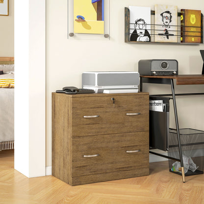 2 Drawer File Cabinet with Lock, Office Filing Cabinet, Hanging Bar for Letter Size, Home Office, Grey
