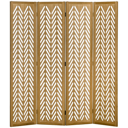 3 Panel Room Divider, 5.6ft Tall Wood Folding Privacy Screens, Freestanding Partition Wall Dividers, Light Brown