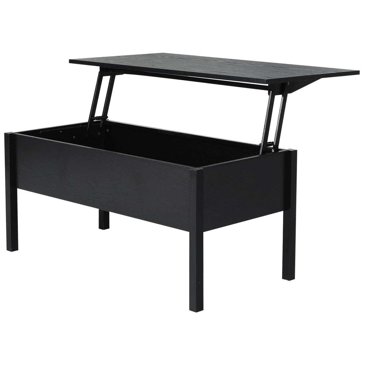 39" Modern Lift Top Coffee Table with Hidden Storage Compartment, Center Table for Living Room, Black