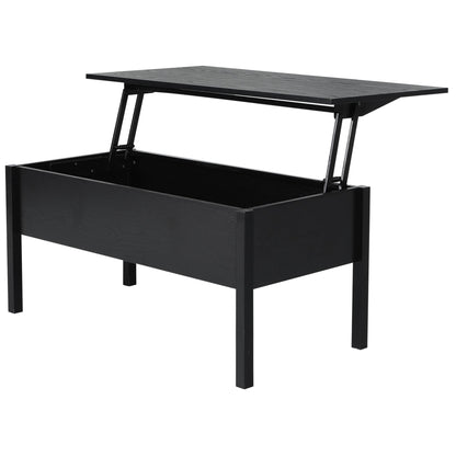 39" Modern Lift Top Coffee Table with Hidden Storage Compartment, Center Table for Living Room, Black