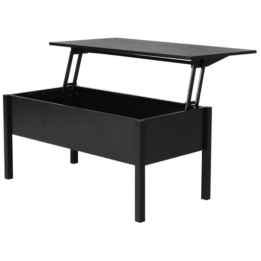 39" Modern Lift Top Coffee Table with Hidden Storage Compartment, Center Table for Living Room, Black