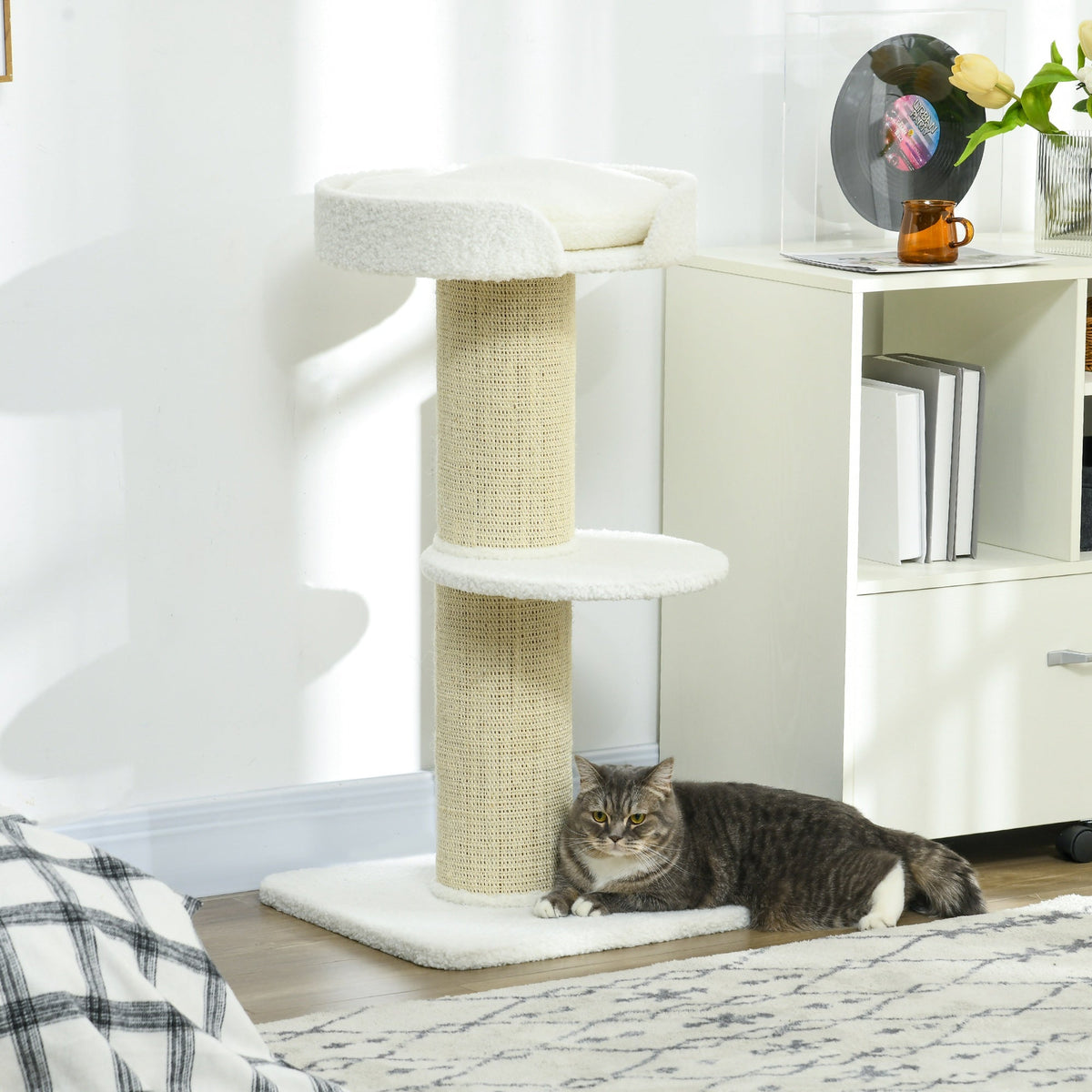 Cat Tree Kitty Tower with Sisal Mat Scratching Post, Cat Bed, Cushion, Perch, 18" x 18" x 36", Brown