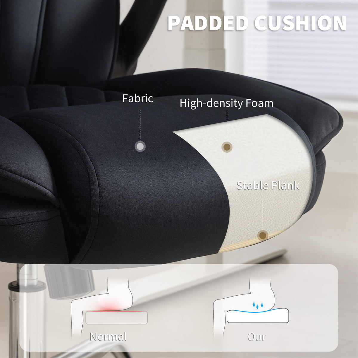 Hayden Executive Fabric Office Chair with Flip-up Armrest-Black
