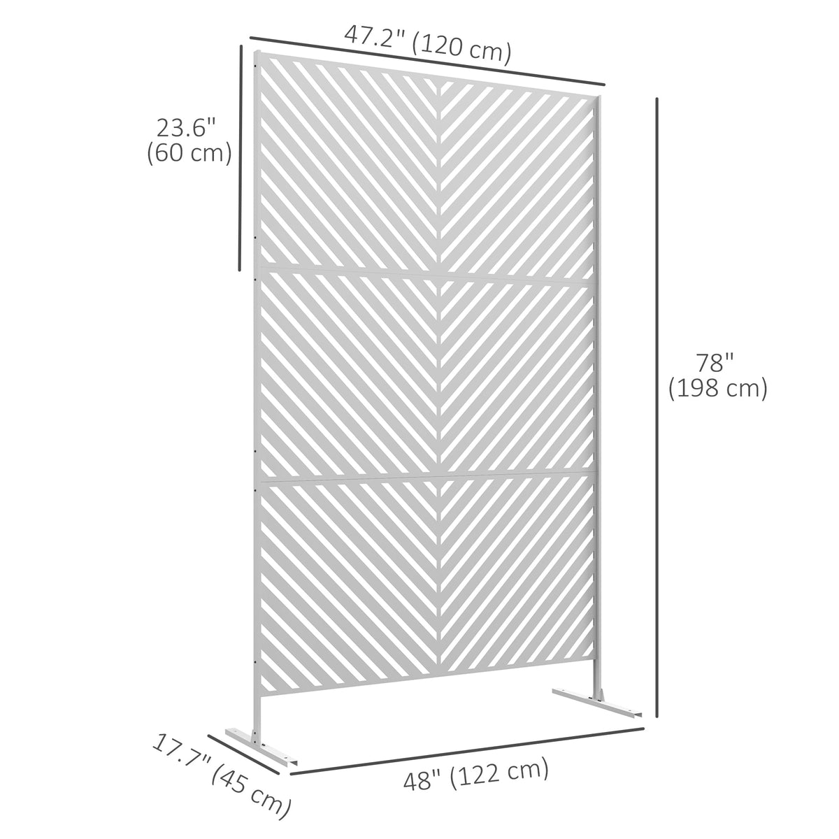 6.5FT Decorative Outdoor Divider, Metal Privacy Screen with Stand, Triangle Style, Black