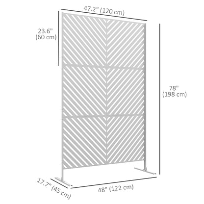 6.5FT Decorative Outdoor Divider, Metal Privacy Screen with Stand, Triangle Style, Black