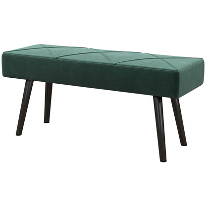 39 Inches Upholstered Bedroom Bench, Modern End of Bed Bench with Steel Legs, Cream White