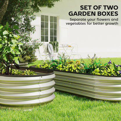 2Pcs Galvanized Raised Garden Bed, 4 x 3 x 1 ft Modular Metal Garden Beds with Rubber Strip Edging, Silver