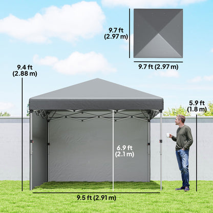 10' x 10' Pop Up Canopy with Sidewalls, Roller Bag, Height Adjustable Instant Tent for Outdoor, Garden, Patio, Black