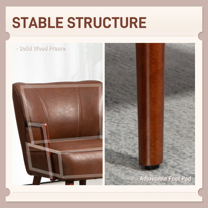 Accent Chair, Modern Armchair, Faux Leather Upholstered Living Room Chair with Wood Legs and Wide Padded Seat, Black