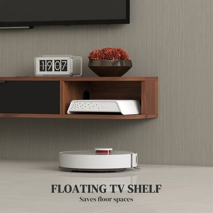 47" Floating TV Stand for TVs up to 50 Inch, Wall Mounted Media Console with Flip Drawer and 2 Open Shelves, Walnut