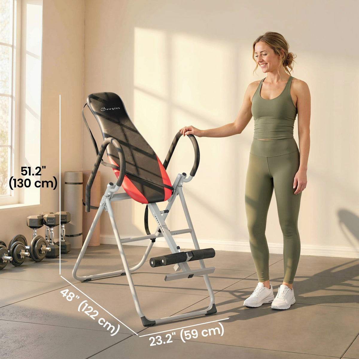 Inversion Table, Heavy Duty Folding Inversion Table with Adjustable Ankle Lock and Safety Belt for Pain Relief Therapy