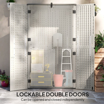 185 Gallon Outdoor Storage Cabinet with Openable Top and Lockable Doors for Lawnmower, Trash Can, Patio Accessories