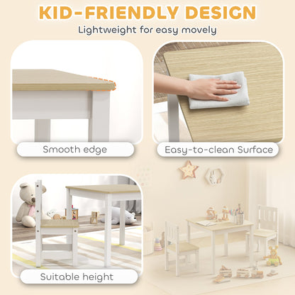 Kids Table and Chairs Set, Toddler Table and 2 Chair Set for Activity, Art, Craft, Reading, Learning, Grey