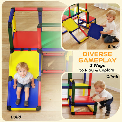 Kids Climbing Structure, Toddler Climbing Toys with Slide and Platform, Play Gym for Ages 1-6 Years, Mixed Colour