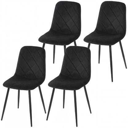 Dining Chairs Set of 4, Upholstered Dining Room Chairs with Steel Legs, Modern Kitchen Chair for Dining Room, Black