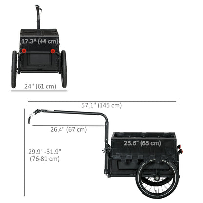 Steel Trailer for Bike, Bicycle Cargo Trailer with Foldable Storage Box and Safe Reflectors, Max Load 88LBS, Black
