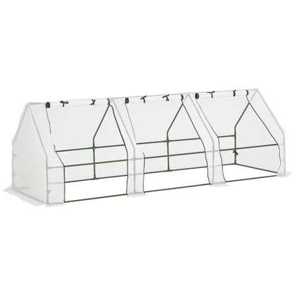 Portable Mini Greenhouse Tunnel Growing Tent Plants Flower Warm House w/ Zippered Roll-up Doors, Clear