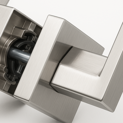 Modern Square Door Lever | Matte Black & Satin Nickel | Keyed, Privacy, Passage, Dummy | Contemporary Square Rosette