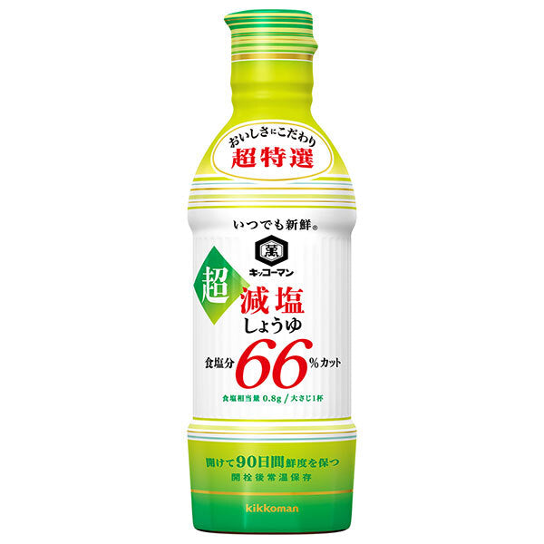 キッコーマン いつでも新鮮 超減塩醤油 食塩分66%カット 450ml×12本入【日本出荷】