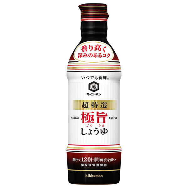 キッコーマン いつでも新鮮 超特選 極旨しょうゆ 450mlペットボトル×12本入【日本出荷】