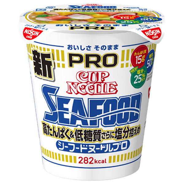 Nissin Foods Cup Noodles PRO High Protein & Low Carbohydrate Low Salt Seafood Noodles 78g x 12 pieces [Shipped in Japan]