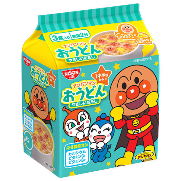Nissin Foods Anpanman Udon Easy Dashi 3 Meal Pack x 9 Bags [Shipped in Japan]