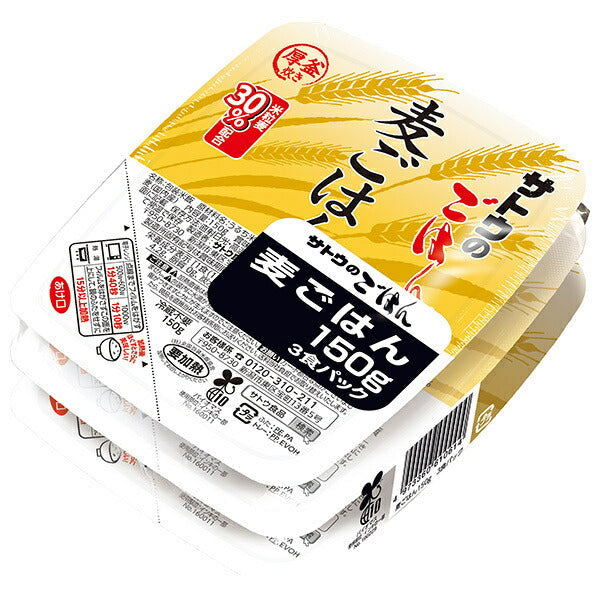 Sato Foods Sato Rice Barley Rice 3 Meal Pack (150g x 3 Meals) x 12 pieces [Shipped in Japan]