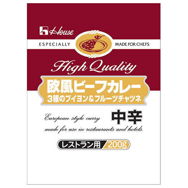ハウス食品 欧風ビーフカレー 3種のブイヨン&フルーツチャツネ 中辛 200g×30個入【日本出荷】