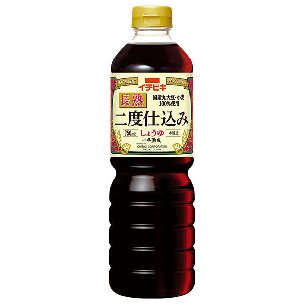 イチビキ 長熟二度仕込みしょうゆ 750mlペットボトル×8本入【日本出荷】