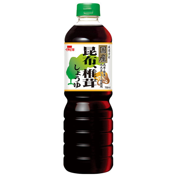 イチビキ 昆布、椎茸しょうゆ 750mlペットボトル×8本入【日本出荷】