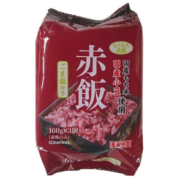 たかの 小豆赤飯 ごま塩付 3個パック (160g×3個)×8個入【日本出荷】