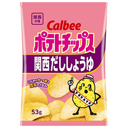 Calbee Potato Chips Kansai Dashi Soy Sauce 53g x 12 bags [Shipped in Japan]