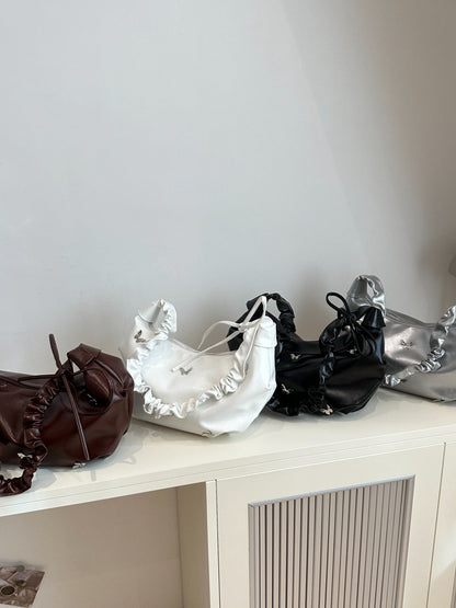 Butterfly Ruched Strap Shoulder Bag