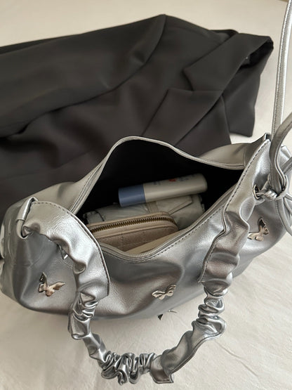 Butterfly Ruched Strap Shoulder Bag