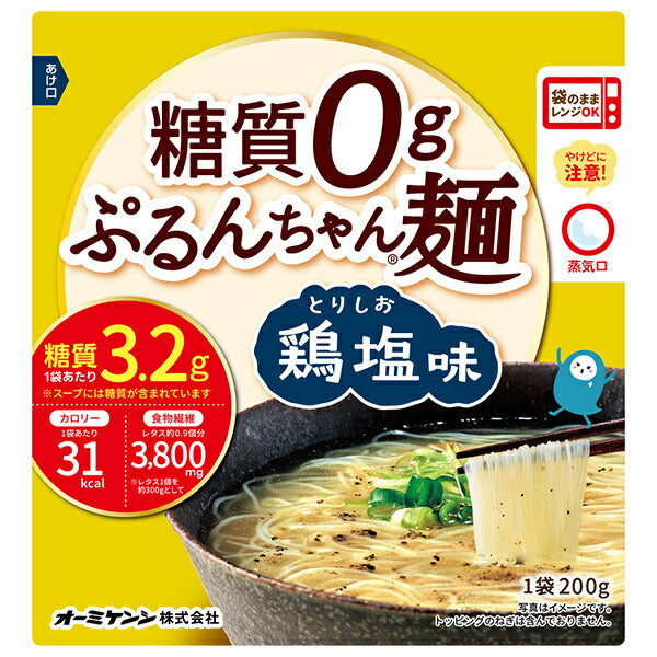 Omikenshi 0g Carbohydrate Purunchan Noodles Salted Chicken Flavor 200g x 12 bags [Shipped in Japan]