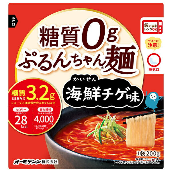 オーミケンシ 糖質0g ぷるんちゃん麺 海鮮チゲ味 200g×12袋入【日本出荷】