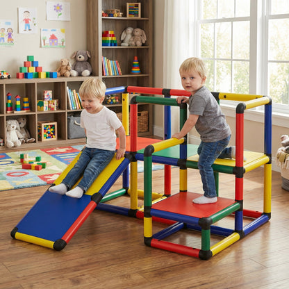 Kids Climbing Structure, Toddler Climbing Toys with Slide and Platform, Play Gym for Ages 1-6 Years, Mixed Colour