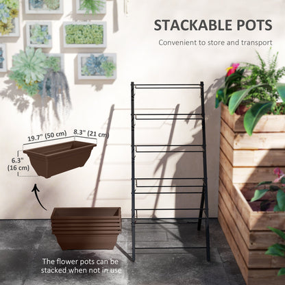 5-Tier Raised Garden Bed with 5 Planter Box, Outdoor Plant Stand Grow Containers with Leaking Holes, Black