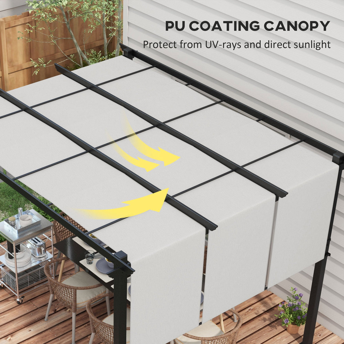 10' x 10' Metal Pergola, Outdoor Pergola with Retractable Canopy, for Garden, Patio, Backyard, Deck, Charcoal Grey