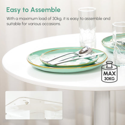 Jan Modern Round Dining Table with Steel Base for Small Spaces-White