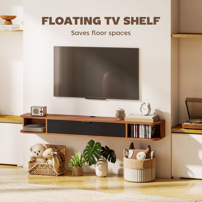 Lennox 55" Floating TV Stand for TVs up to 65" with Flip Drawer-Walnut