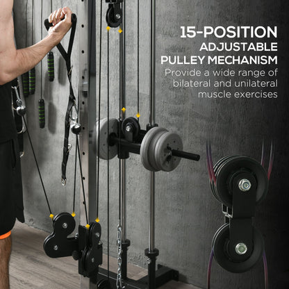 Wall Mount Cable Station, 15 Positions Adjustable Dual Pulley Machine Cable Crossover Machine Home Gym Equipment