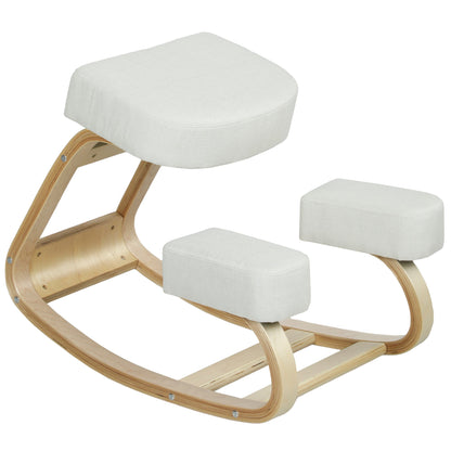 Ergonomic Kneeling Chair, Wood Kneel Stool with Thick Pads, Desk Knee Chair, Improve Posture, Black