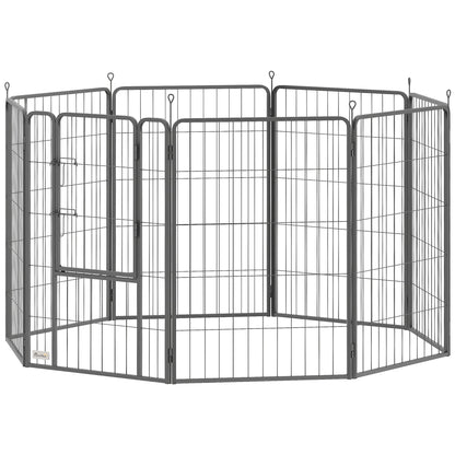 31.5" Dog Playpen Indoor Outdoor, Portable Foldable 8 Panels Pet Playpen with Door & Strap for Medium Dogs