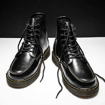 Men's High-Top Cowhide Martin Trendy Tooling Boots