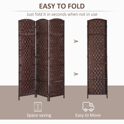6ft Folding Room Divider, 3 Panel Wall Partition with Wooden Frame for Bedroom, Home Office, Natural