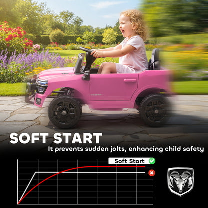 12V Ride on Car, Licensed Dodge RAM 3500 Electric Vehicle with Remote Control, Suspension for 3-5 Years, Black